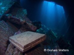 Inside the hold of the Chrisoula K Wreck in the Red Sea by Graham Watters 